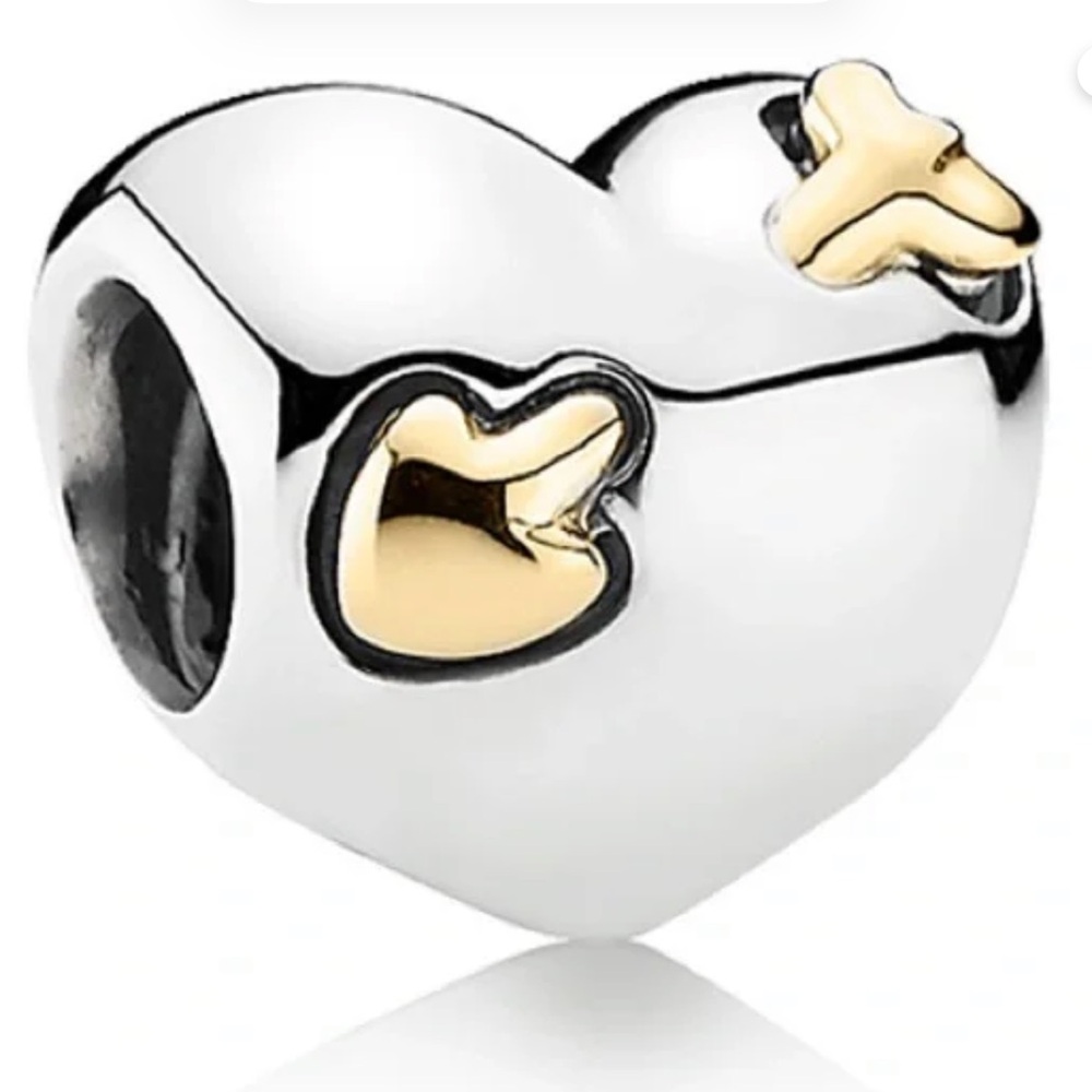 Pandora Silver and Gold Heart Charm Bracelet